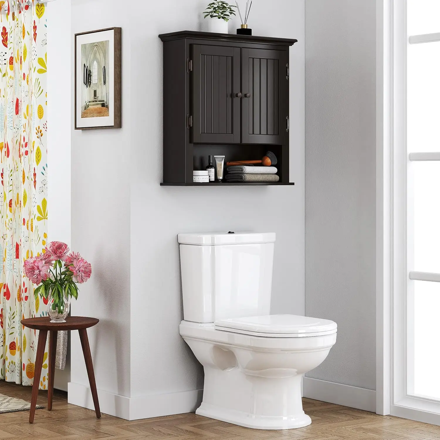 Espresso Wall Bathroom Cabinet 4