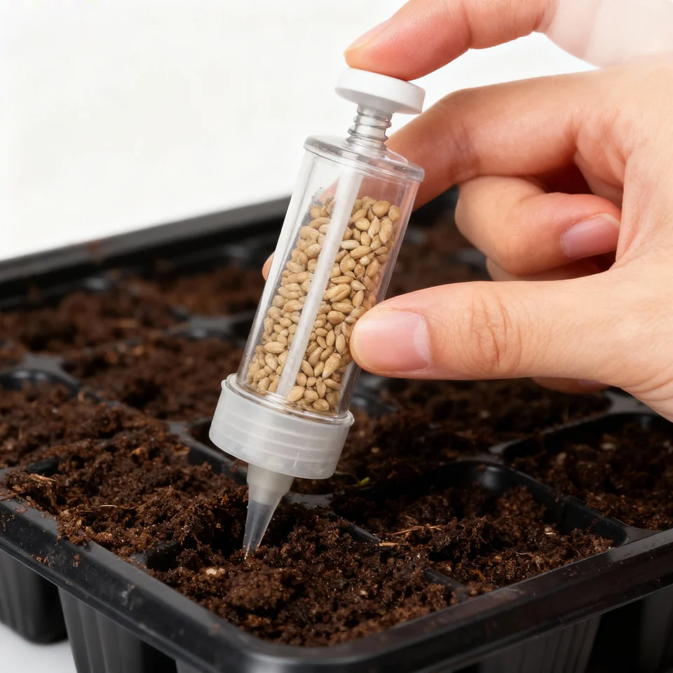 Semeur à Main Pour Jardin - Kit Avec 4 Outils : Semoir à Disque, Transplantoir... Pour Potager, Fleurs, Balcon