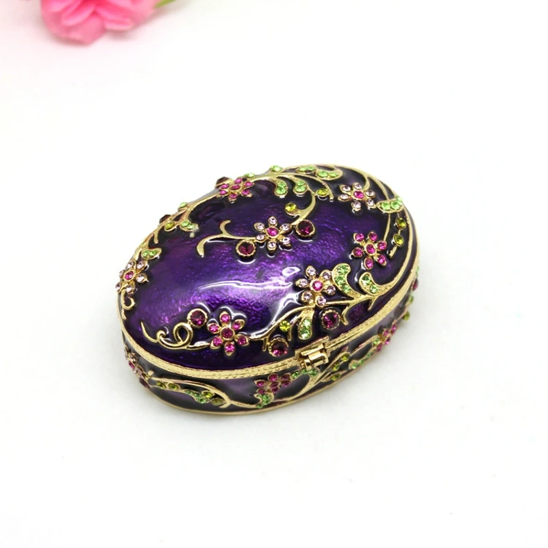 Metal Enamel Trinket Box, Oval Shape Jewelry Box, Wedding Gift 3