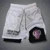 Men's Double-deck Shorts Gothic Letter Print Shorts Summer Quick Drying Sports Fitness 2 In1 Short Pants Joggers Beach Sportwear 6