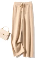 CHICUU Women Cashmere Pants Basic Casual Wide Leg Pants Autumn Winter 100% Merino Wool Knitwear Soft Korean Popular Trousers - Image 4