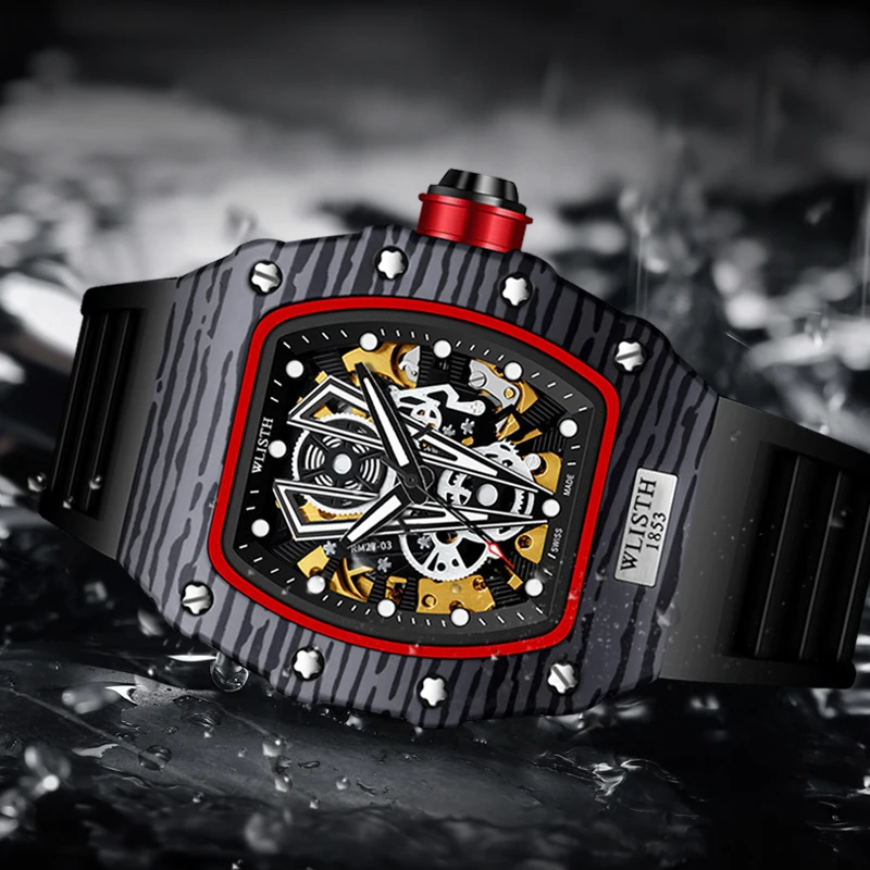 Automatic Movement Mechanical Watches for Men Waterproof Mechanical Watches Silicone Strap Mens Watch Reloj Hombre Wristwatch - 5