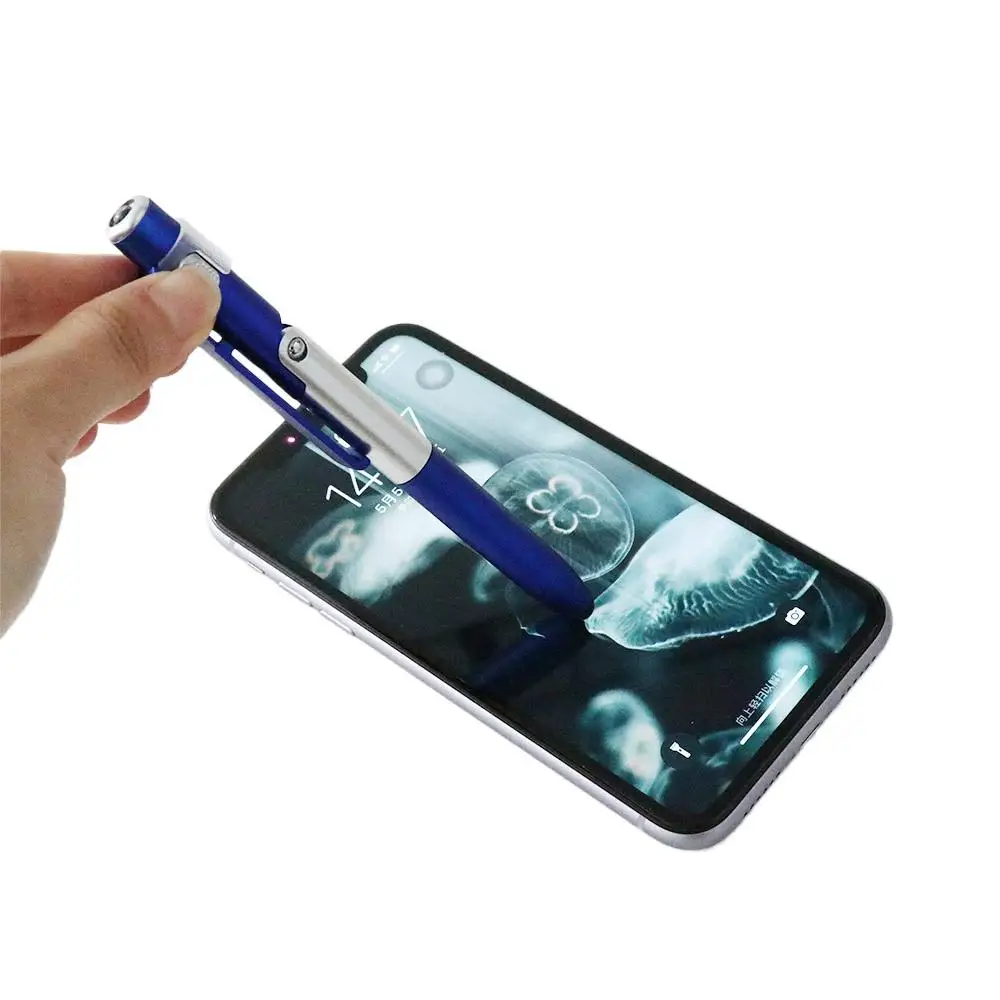 Multifunctional Foldable School Students Stationery Writing Pen Stylus Pen Cellphone Holder Ballpoint with LED Light multifunction pen