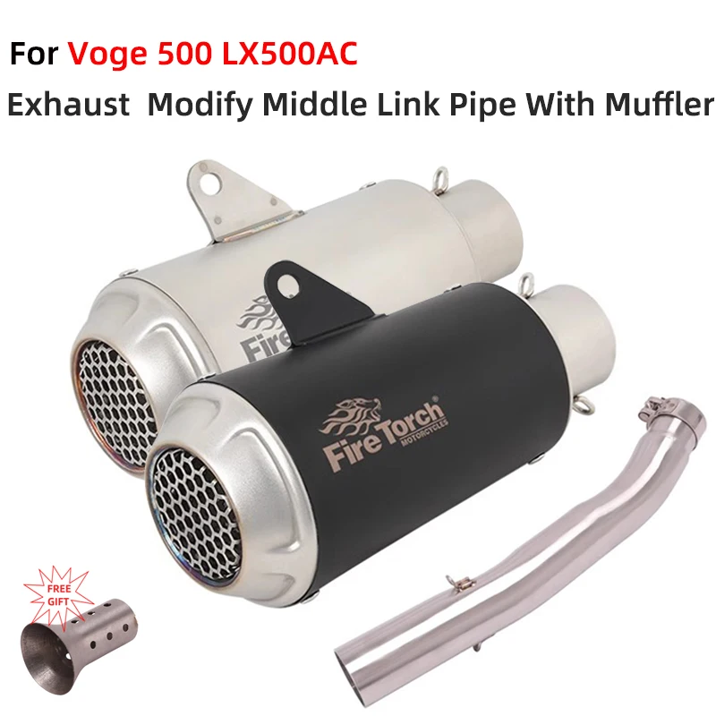 

Slip On For Voge 500 Voge500 LX500AC Motorcycle Exhaust Escape Silencer System Modify Muffler With Middle Link Pipe