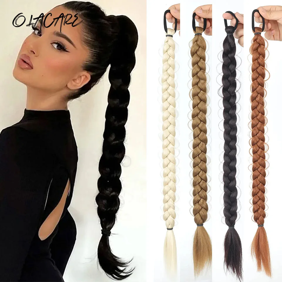 Synthetic Black Braided Ponytail Hair Extension for Women