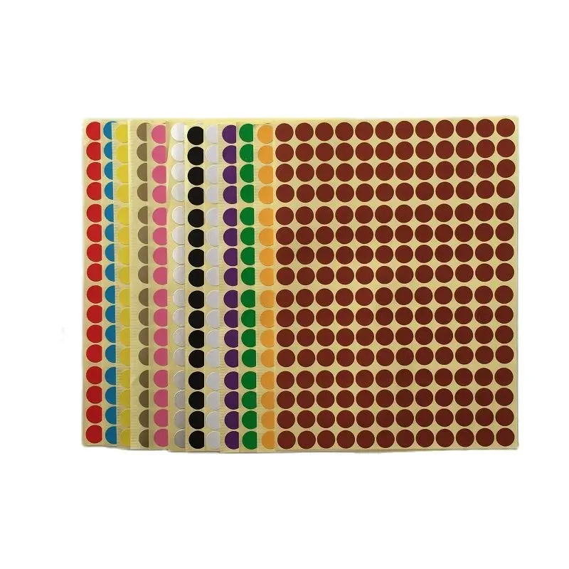 Assorted 10mm Square Coloured Code Dots Stickers Sticky Labels Mixed Pack 