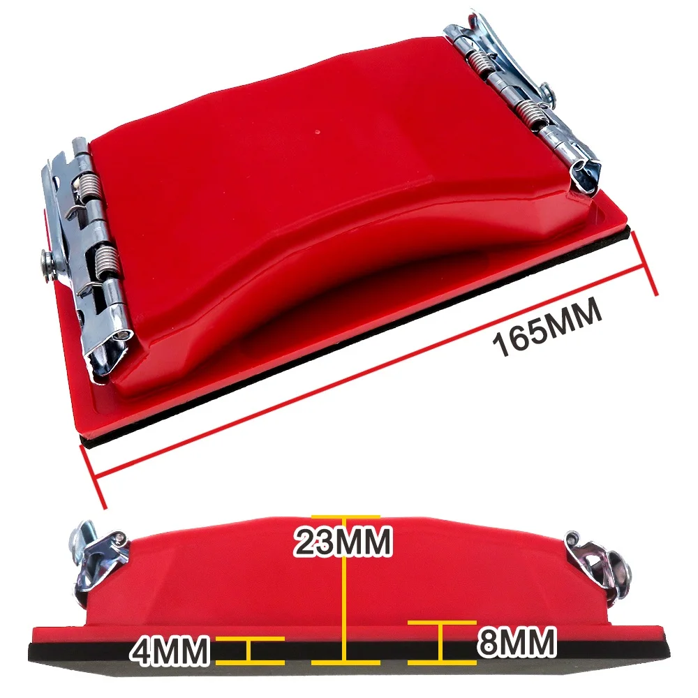 Soporte para papel de lija, lijadora manual rectangular, color rojo