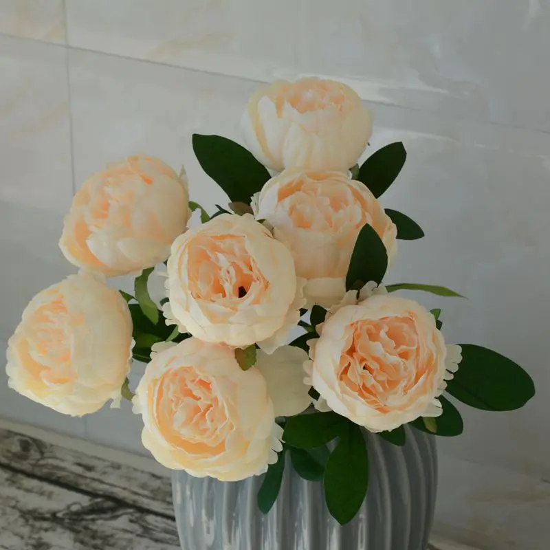 Bouquet Di Fiori Artificiali Zythrem – 6 Peonie E Margherite In Seta, 31 Cm, Mix Di Colori, Per Decorazioni Matrimonio E Casa - 3