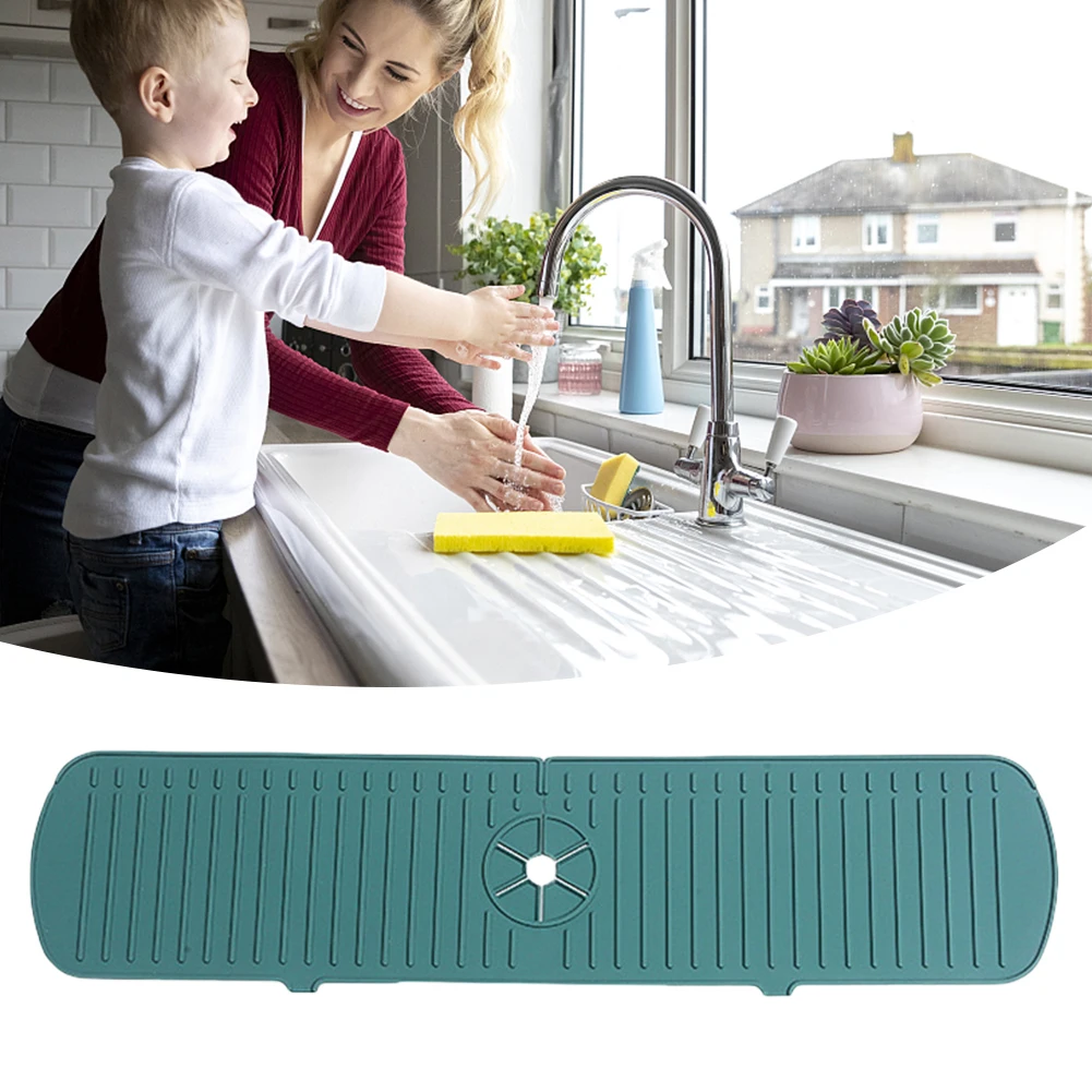 Kitchen Silicone Faucet Mat Anti-Splash Faucet Water Catcher Mat Anti-Slip Sink Splash Guard Water Draining Pad Bathroom Gadgets