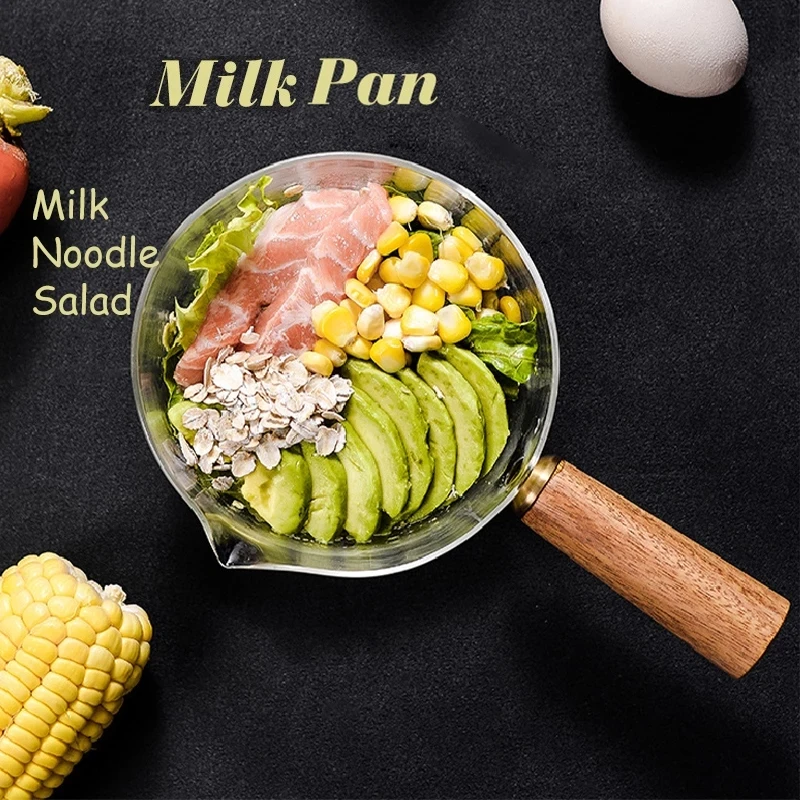 Kitchen Cookware Clay Pot 400ml/600ml Glass Pot With Wooden Handle Cooking Heating Milk Soup Porridge Household Open Fire