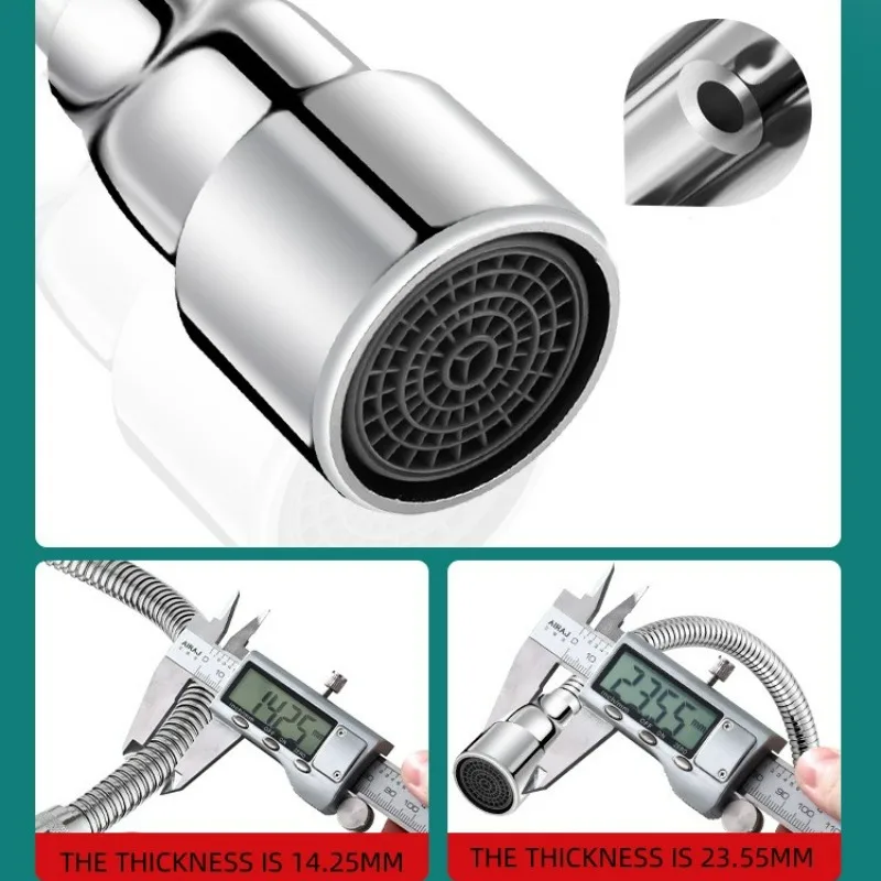 Faucet Adapter 12-30 cm 720&deg; Rotation 1/2'' Metal Faucet Extender Bending Free Tube Splashproof Foam Maker Universal Extension Adapter Filter