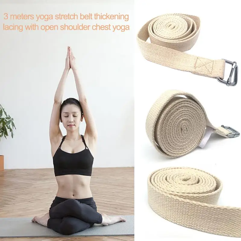 3 Meter Lyengar Yoga Stretch Belt Lengthened Natural Cotton Thickening Lacing With Open Shoulder Chest For Yoga