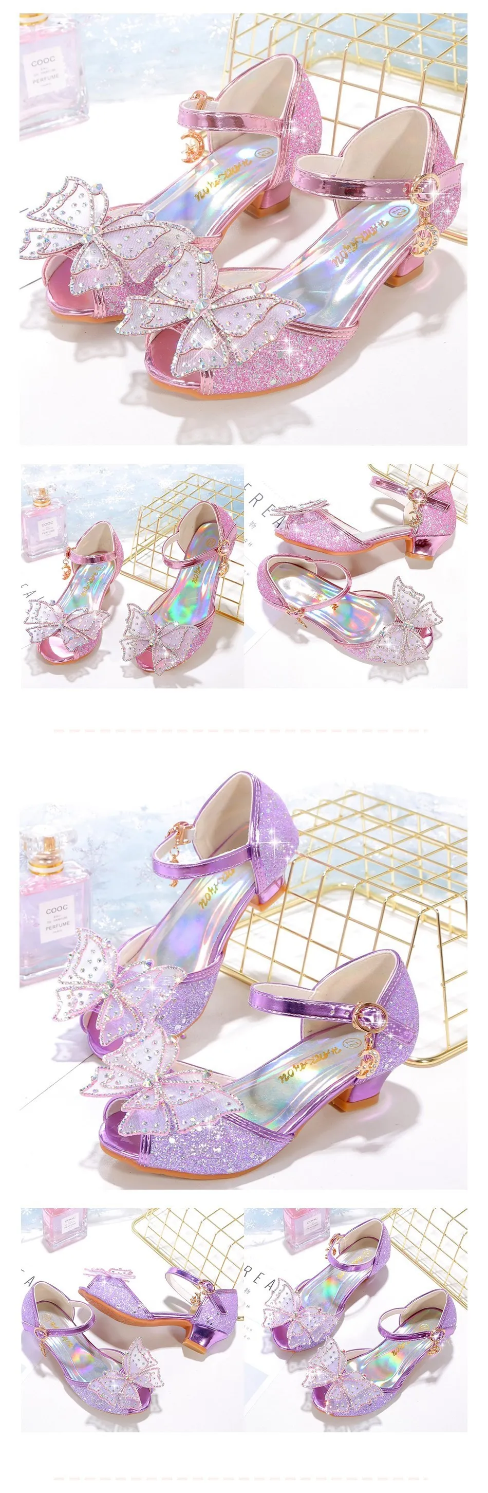 Ariel Mermaid Sandals para meninas, decoração de