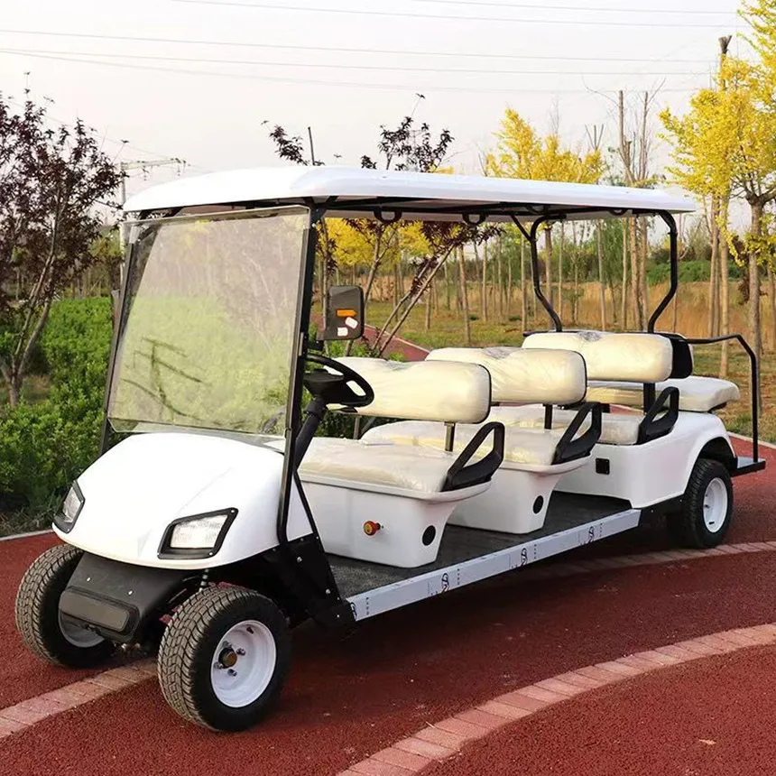 

Factory Customized New Road Legal 5000W Lithium-Ion Battery Club Sightseeing Bus 4-Seater Club Golf Cart With Modification Kit