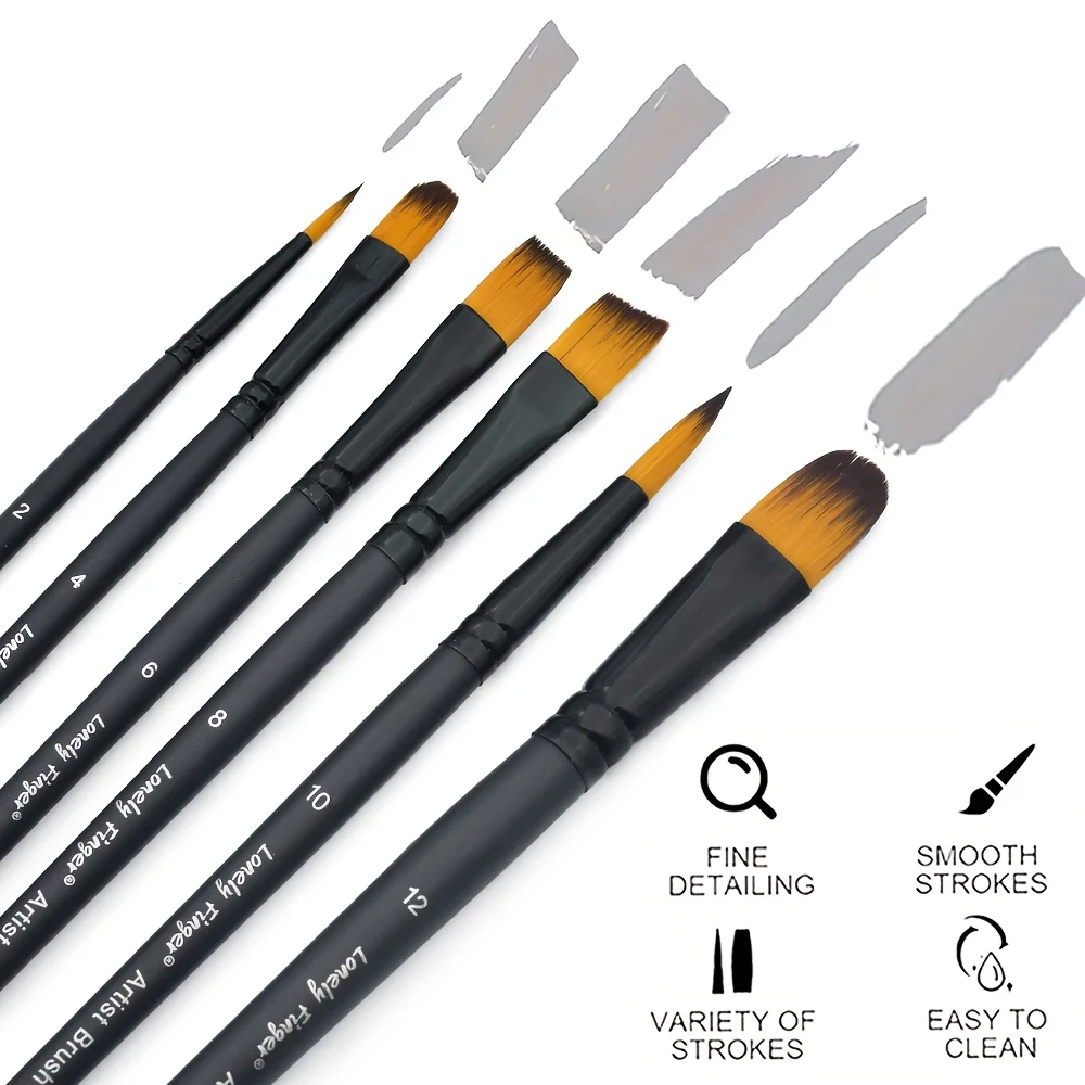 6pcs Acrylic Paint Brushes Set Different Nylon Tips for Acrylic Oil Watercolor Gouache Artist Professional Painting Kits 4