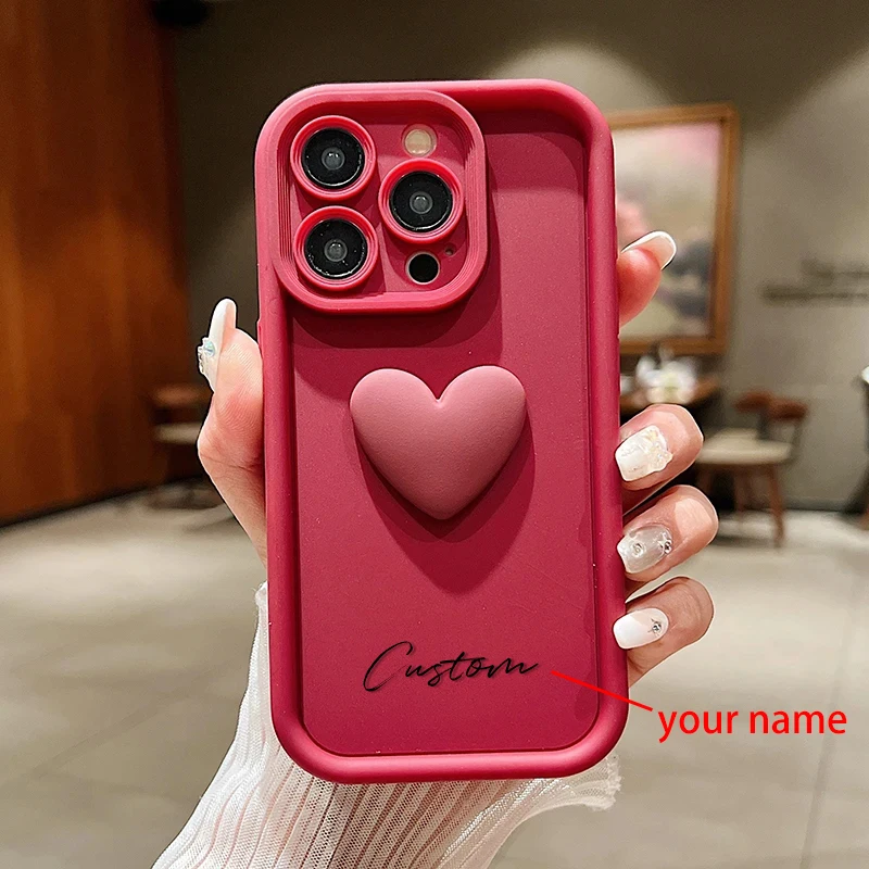 Personalized Custom Name Cute Love Heart Luxury Silicone Candy DIY Phone Case