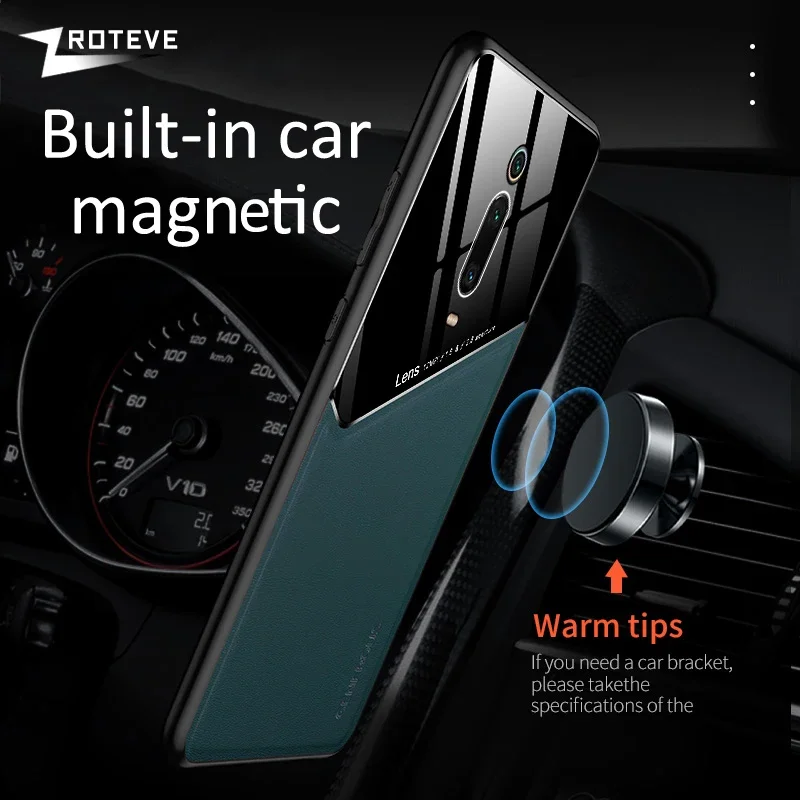 Premium PU Leather Magnetic Car Mount Case - Durable Hard Cover