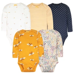 5PCS/LOT Cotton Baby Bodysuits Unisex Infant Jumpsuit Fashion Baby Boys Girls Clothes Long Sleeve Newborn Baby Clothing Set