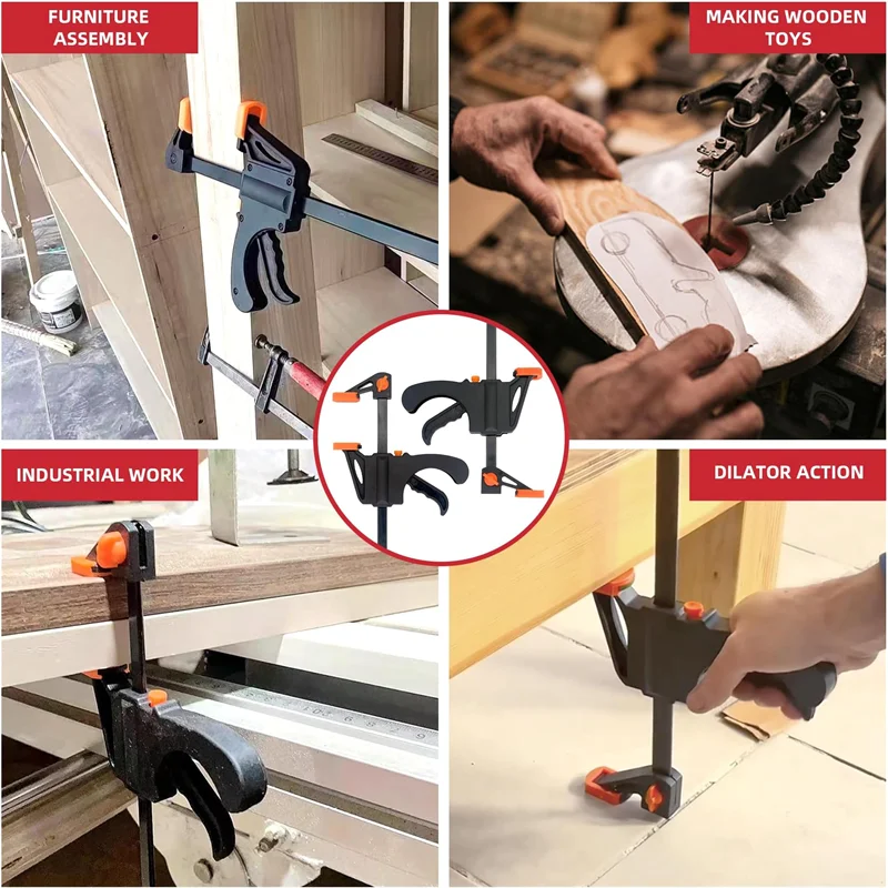 10pcs Ratchet Bar Clamp 2/3/4/6/9 Inch Woodworking A-Clip Black - View #3