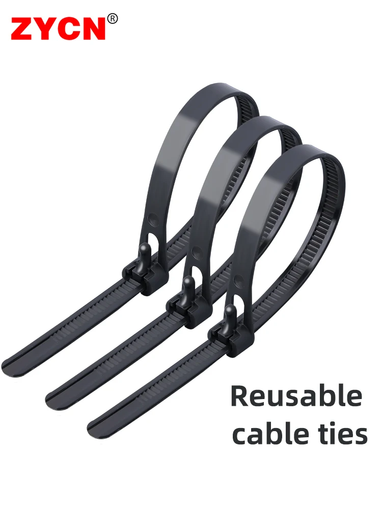 20 Stück wiederverwendbare selbstsichernde Kunststoff-Nylon-Kabelbinder, 5 x 200 mm, feste abnehmbare Reißverschluss-Bindegurte, lose Slipknot, 8 x 150 lösbar – Detail 1