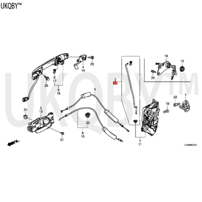 도어 잠금 레버 2 ROD SET, R. FR. 도어 래치 72113T5A305 72153T5A305