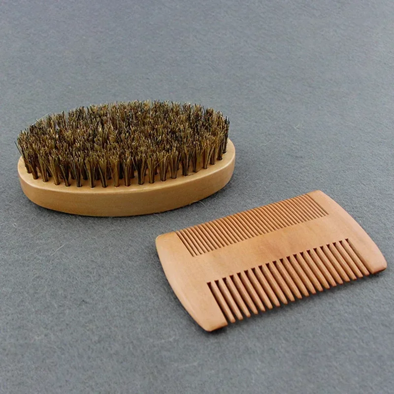 Premium Boar Bristle Beard & Mustache Grooming Kit with Gift Bag