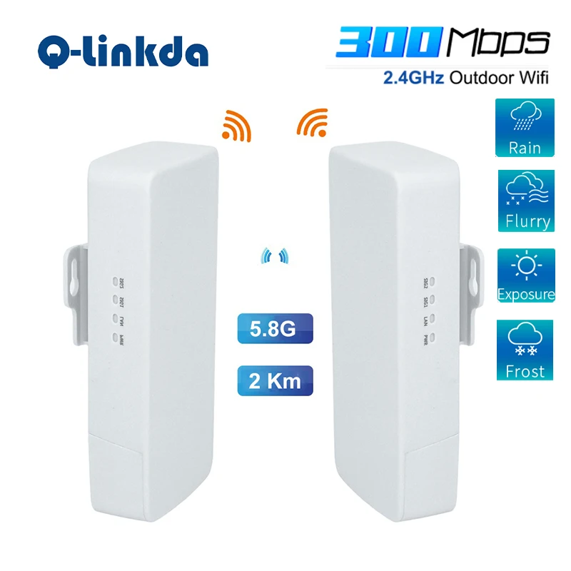 

Wireless Bridge Router Outdoor CPE 5.8G 1-3KM Network Bridge Long Range Wifi Repeater 300Mbps AP Wifi Signal Amplifier