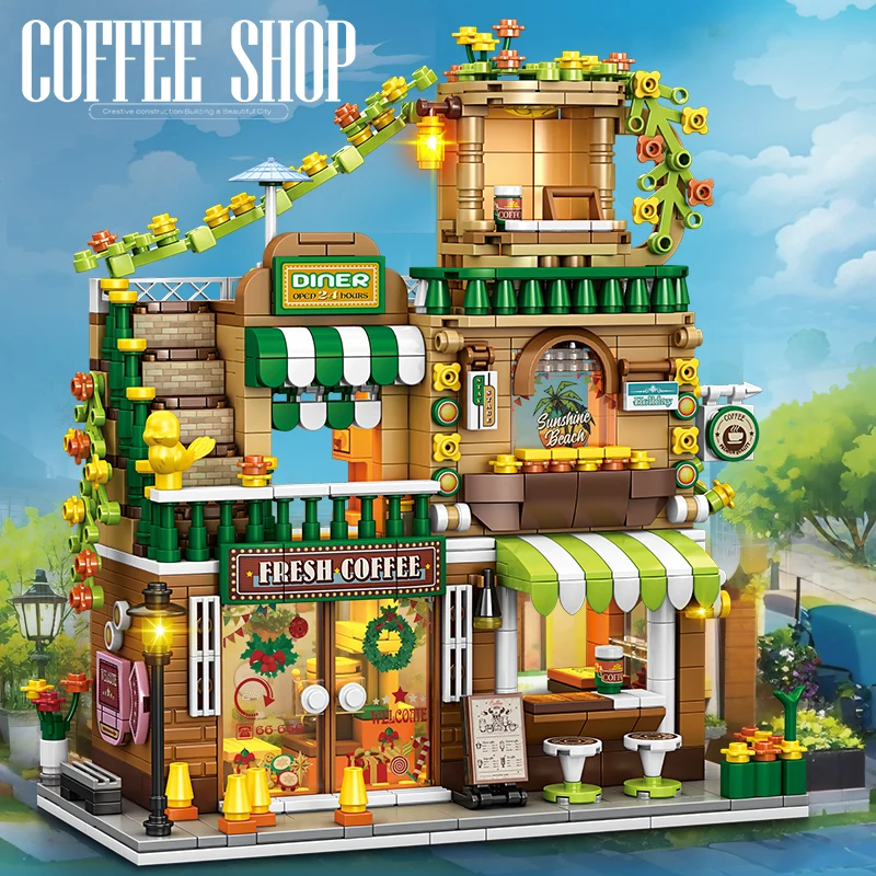 Urban Series Building Blocks Street View Cafe House Model Miniature Architecture
