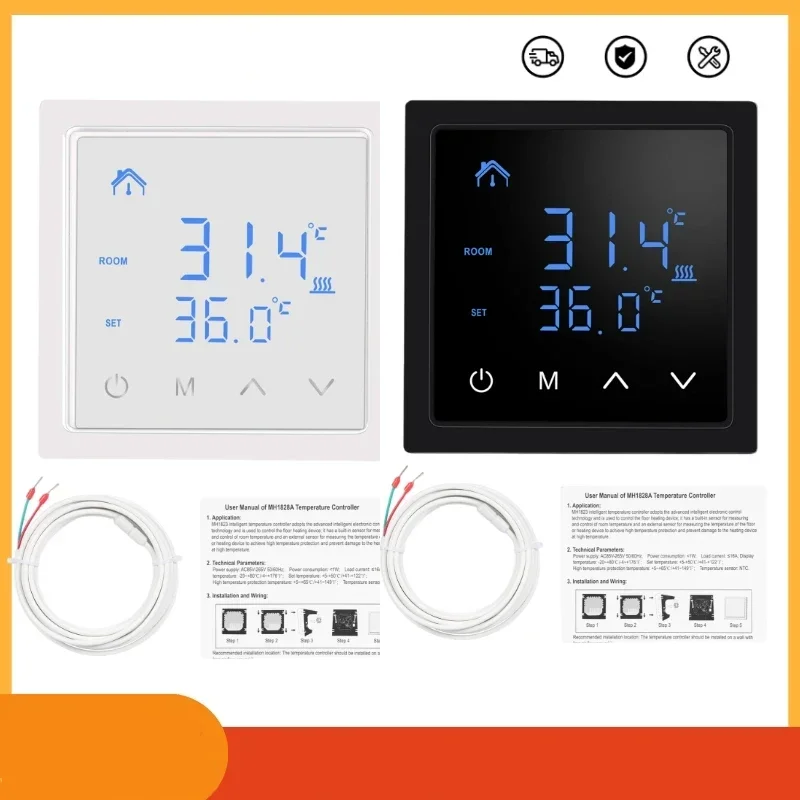 

Smart Thermostat 16A Floor Heating Temperature Controller with LED Touch Screen 85-265V Electric Heating Control