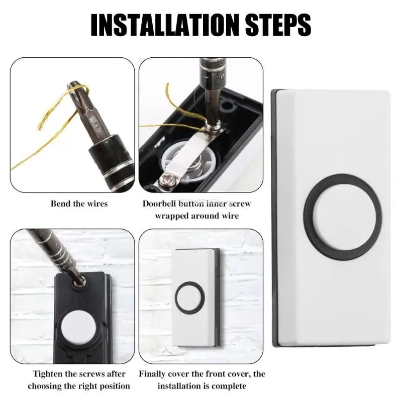 Wall Mounted Doorbell Switches with Screws Plastic Hard Wiring Press Button
