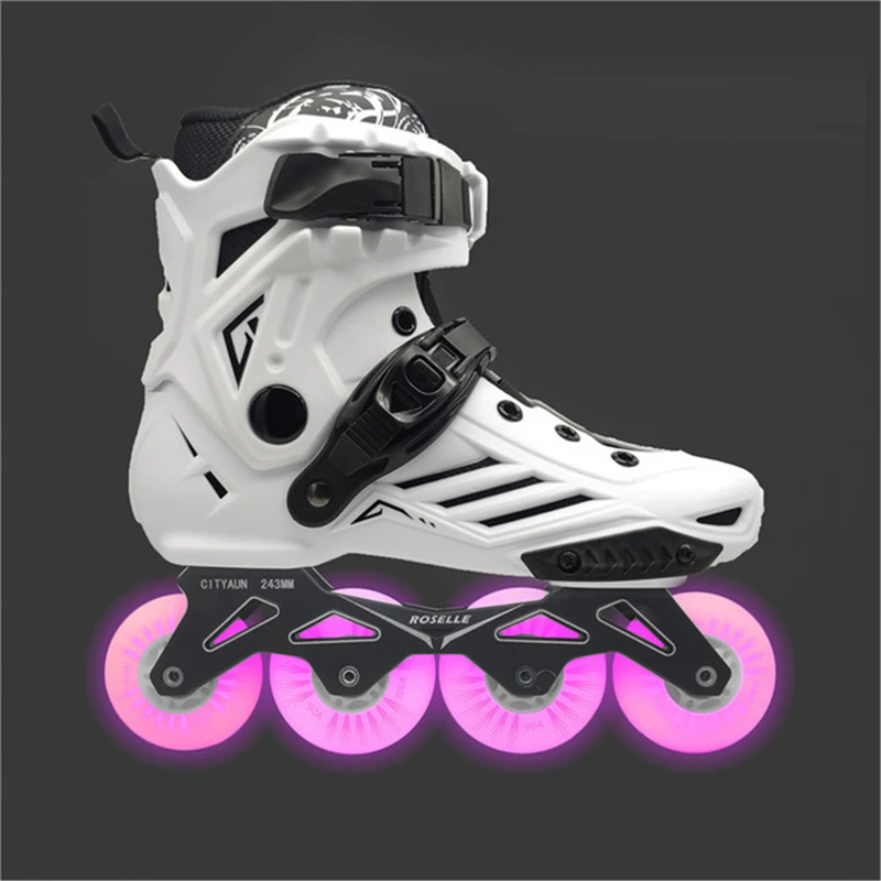 Adult Roller Skates Kids Roller Shoes Original Roselle Inline Roller Skates Shoes Super Flashing LED PU wheels Flat Frame Salom Slide FSK Street Asphalt Road Patines