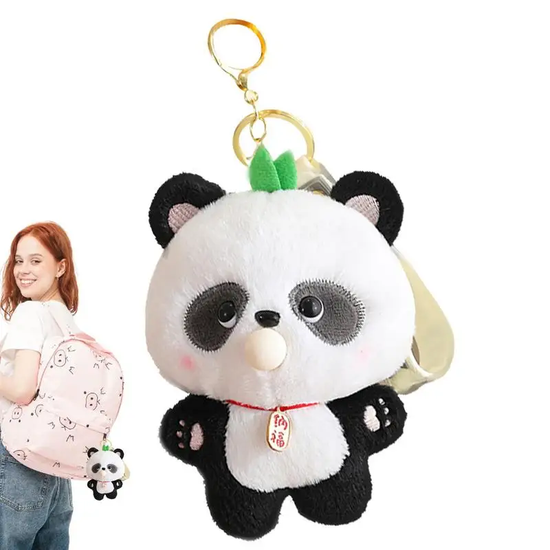 

Panda Plush Keychain Stuffed Animal Keyring Portable Panda Anime Plush Key Chain Decor For Car Schoolbag Purse Bag
