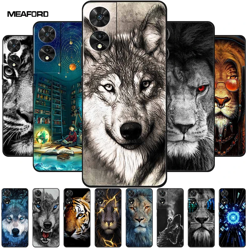 Wolf Lion Silicone Fashion Space TPU Phone Case with Enhanced Protection and Unique Print Design.