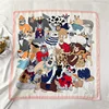 Cartoon Cat Square Imitation Silk Scarf Spring and Summer Head Wrap For Women Multifunction  Neckerchief 2