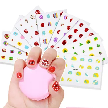 여아용 DIY 레인보우 만화 네일 스티커, 귀여운 네일 아트 데칼, 어린이 파티 뷰티 네일 장식, 가짜 네일 팁, 네일 슬라이더
