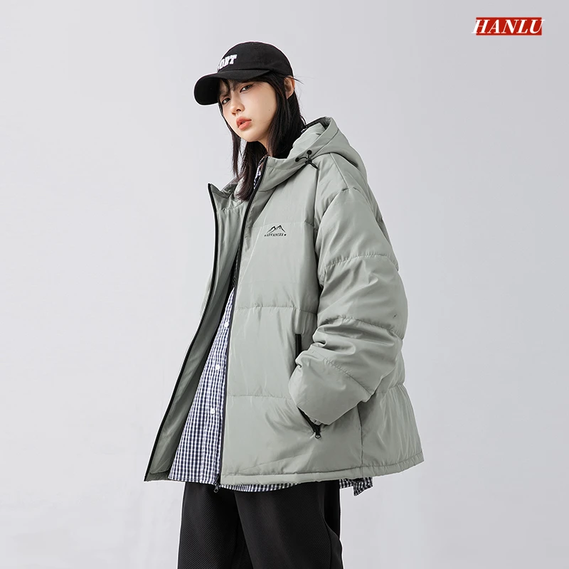 HANLU 2022 Winter Hooded Down Jacket Men Casual Loose Thicken Duck Down Warm Mens Parkas Women Winter Puffer Jackets Sports Coat