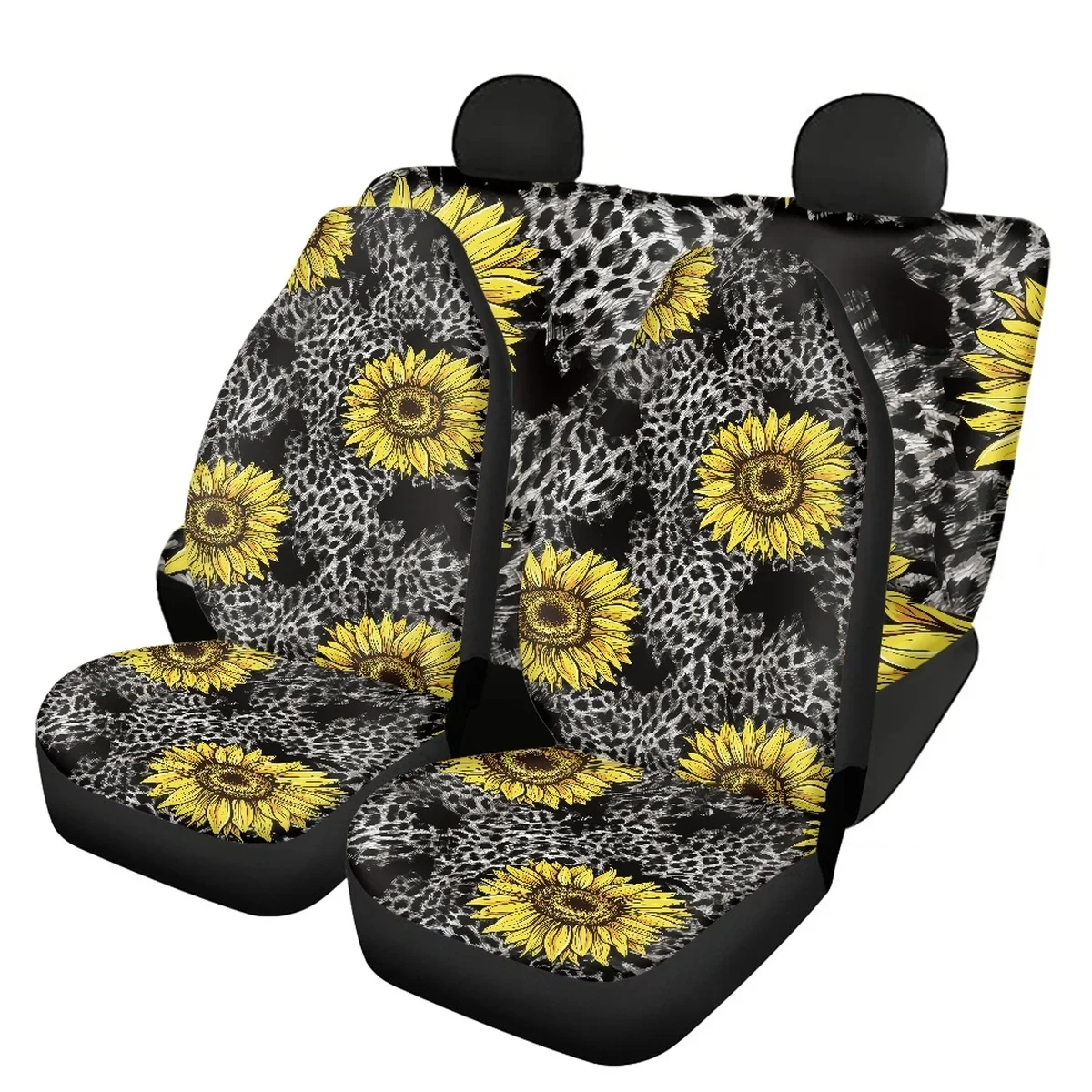 

2023 Car Seat Cover Fit Most Vehicle Sunflower Leopard Nonslip Front&Back Seat Covers Accessory Interior Decoration