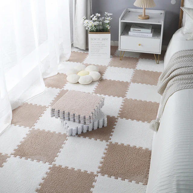 Tapis Puzzle en mousse Eva, en peluche douce, pour enfants, jouets pour bébés, tapis de jeu pour chambre d'enfant, garde au chaud 1