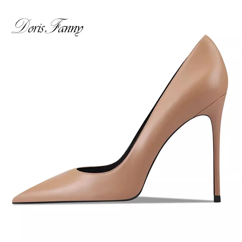 

Doris Fanny Matter Leather Slip On Pointed Toe Sexy High Heels Women Shallow Pumps Dress Shoes For Party Wedding