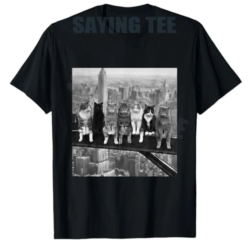 Vintage Steel Workers Cats T-Shirt Y2k Throwback Ai Kitten Cat Graphic Apparel Sommermode Neuheit Spruch-T-Shirt Kurzarm