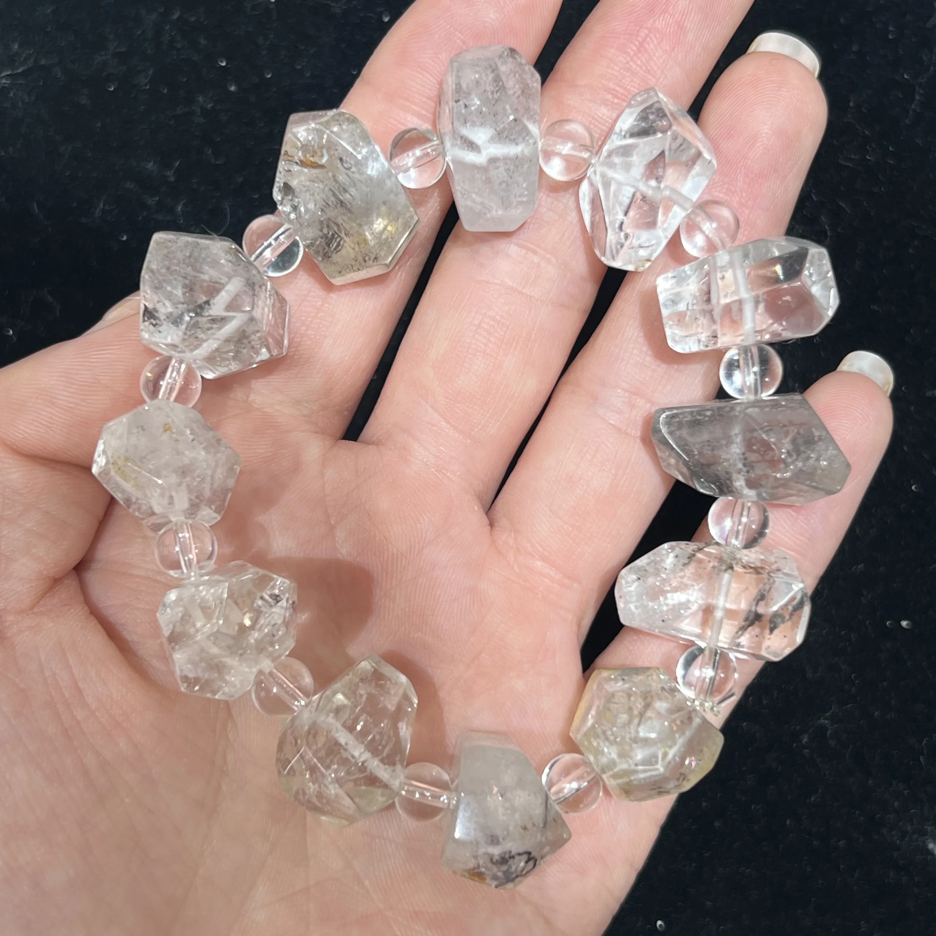 AAAA+++ Natural Herkimer Diamond Quartz Beaded Bracelet, Birthstone Bracelet,Gemstone ,Anniversary Gift 2