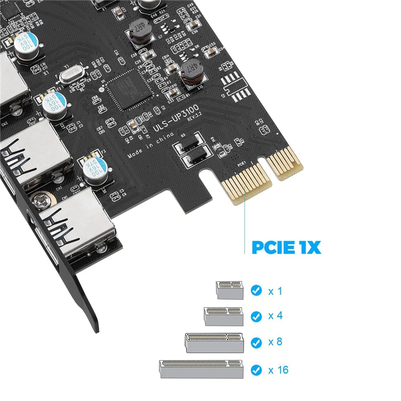 PCI-E to USB 3.0 Card Type C(1) USB A(3 ) Without Additional Power Supply PCI Express Expansion Card for Windows Mac Pro