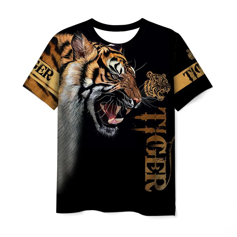

2022 new European and American men's T-shirt 3D tiger pattern printing summer short-sleeved T-shirt source manufacturers