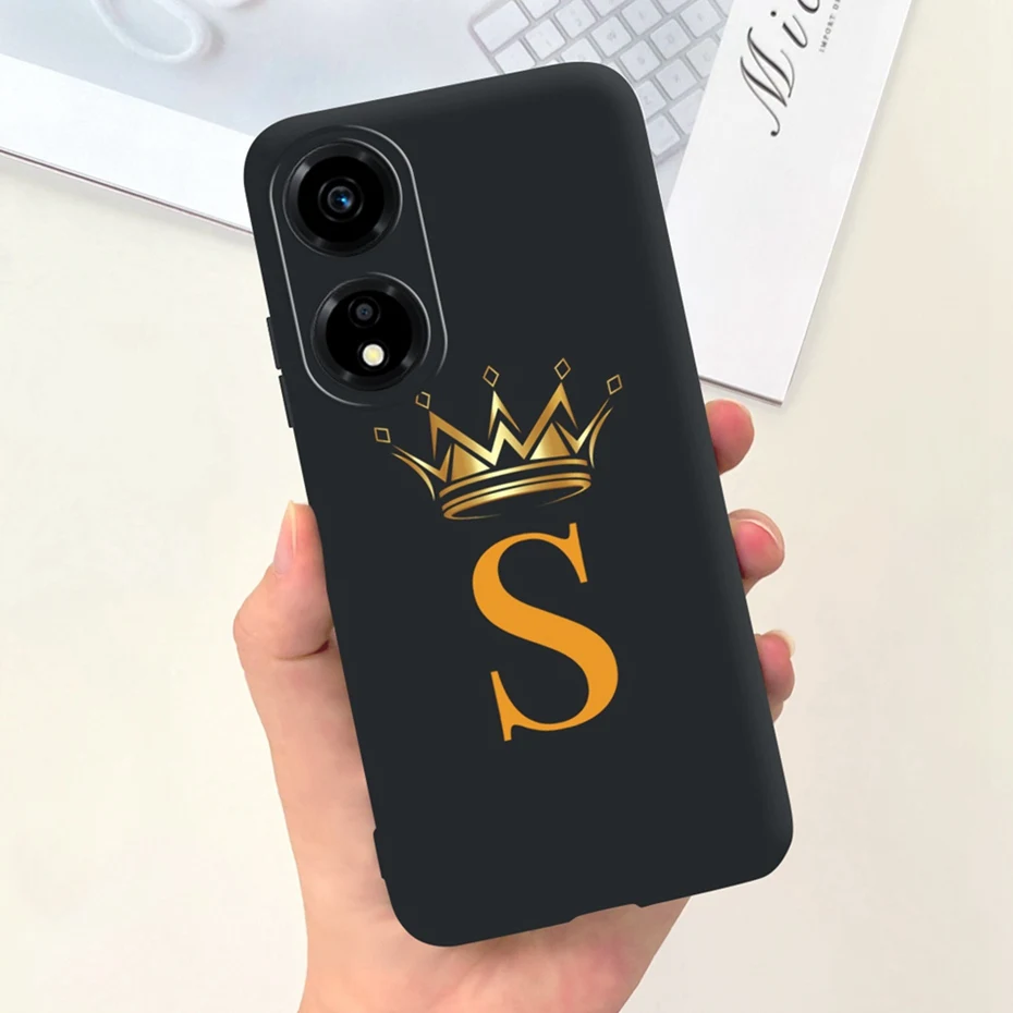Fashion Crown Sakura Initial Letter Phone Bumper - Soft Silicon Back Cover