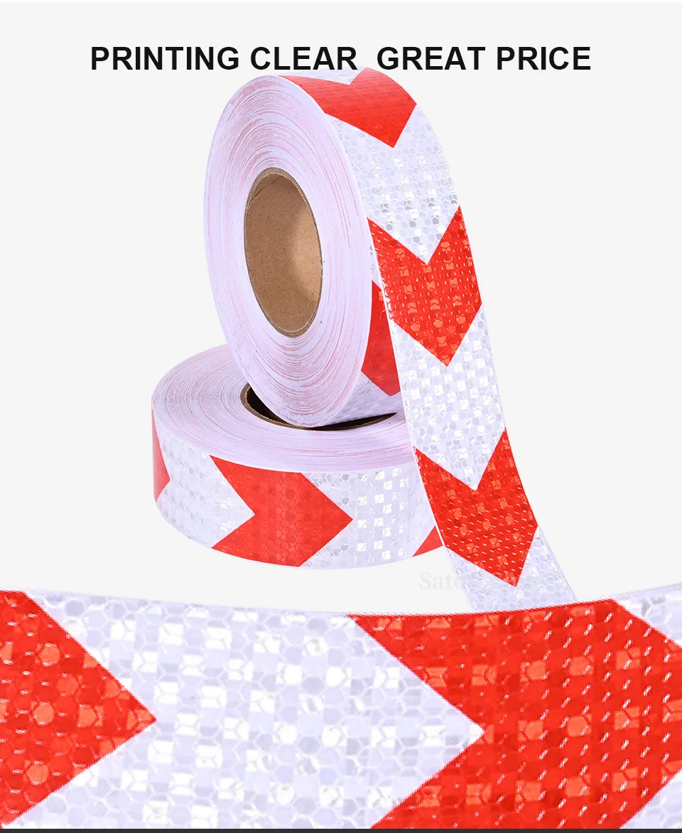5cm*10m Arrow Reflective Tape Fluorescent Lemon Yellow White Red Waterproof Adhesive Reflectors Sticker For Car Motorcycle Truck