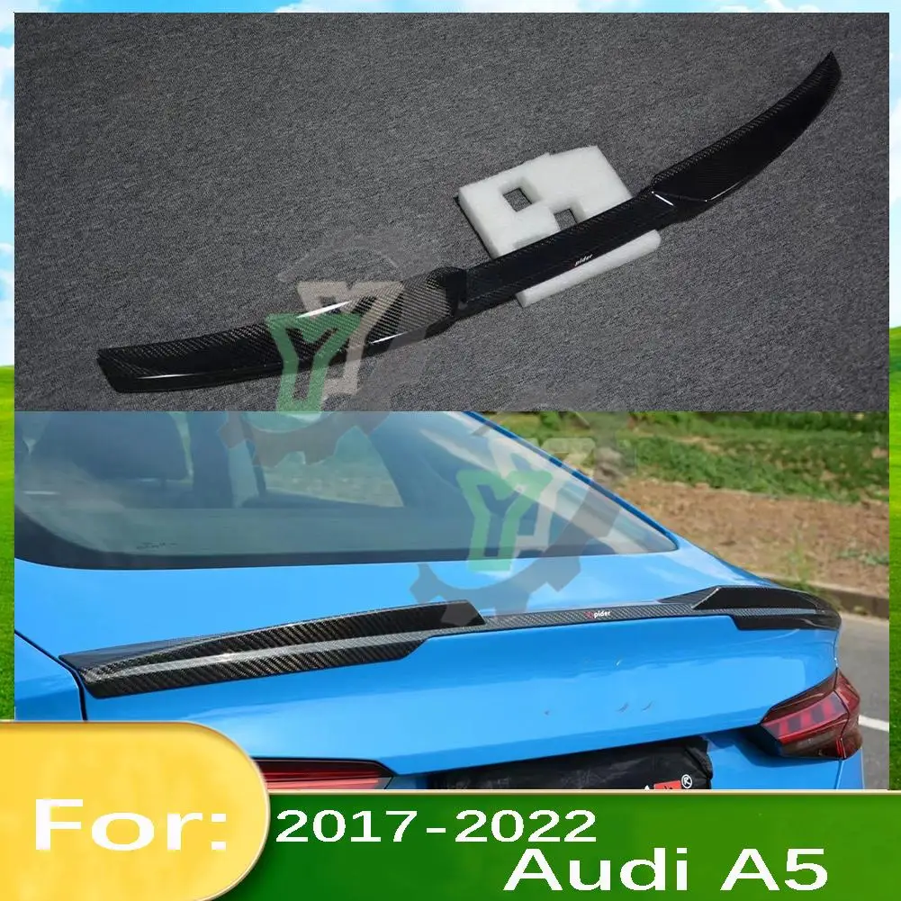 

For Audi A5 2017 2018 2019 2020 2021 2022 TFSI True carbon fiber Car Rear Roof Trunk Spoiler Lip Window Wing