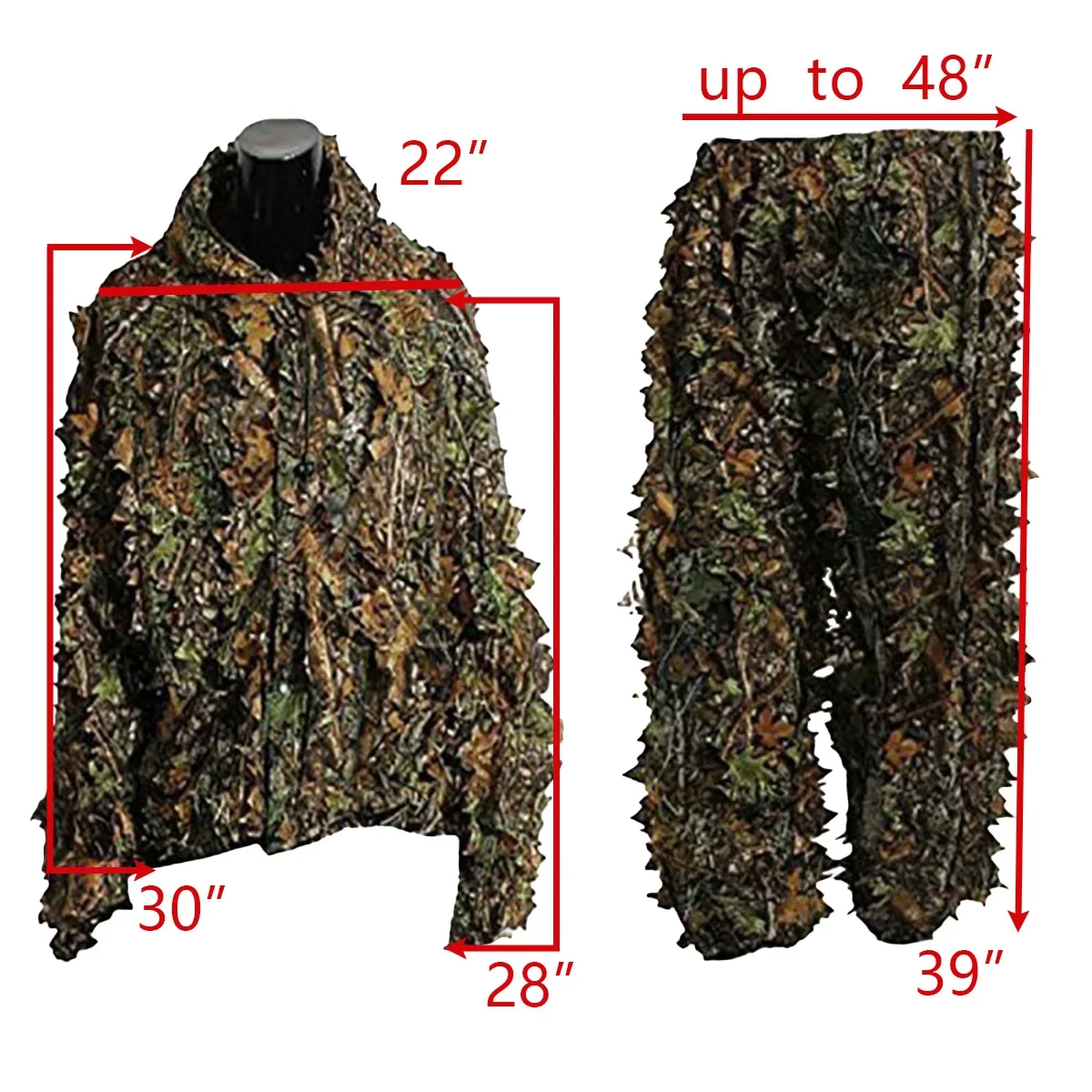 Breathable Camouflage Hunting Suit for Woman Men Lightweight And Hooded Wild Leafy Design Woodland Hunter Ghillie Suit 6 in 1