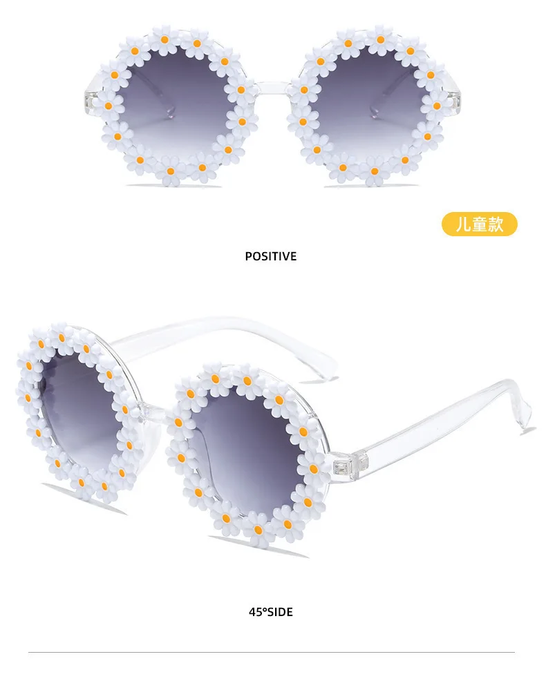 Neue Vintage Eltern-Kind-Sonnenbrille Damen Herren Runder Blumenrahmen Sonnenbrillen für Frauen und Männer Eyewear Sonnenbrillen – Detail 23