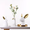 Ceramic rabbit head vase White Swan pots porcelain flower figurines hydroponic vases for weddings home decoration Ceramic vase 6