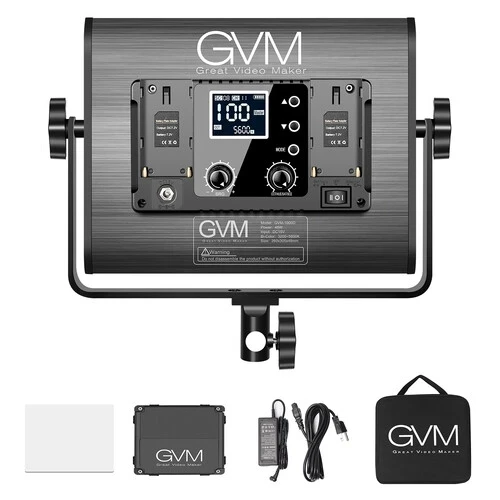 GVM RGB LED 비디오 조명, 2 소프트 박스 사진 조명 키트, 블루투스 제어, 풀 컬러 비디오 조명, 1000D